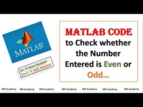 MATLAB Tutorial: Checking Even or Odd Numbers .